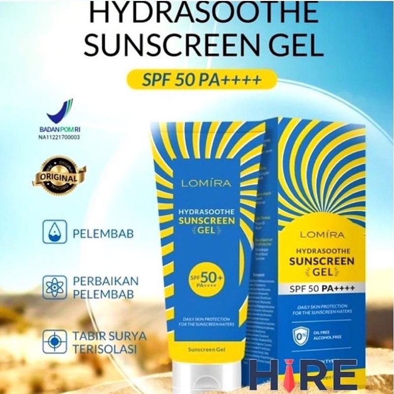 SUNSCREEN LOMIRA SPF 50 -TERDAFTAR BPOM-LOMIRA SUNSCREEN GEL-SUNBLOCK LOMIRA