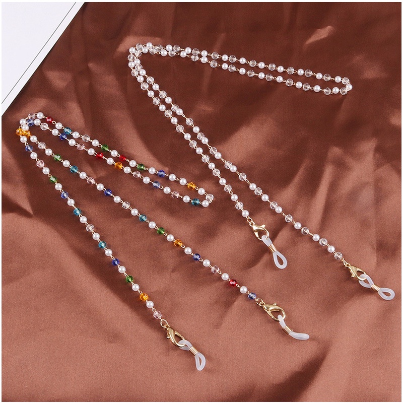 Korean Retro Bead Mask Lanyard Strap Crystal Chain Necklace