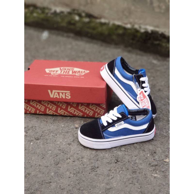 Sepatu Anak Vans Oldskool Black Blue Size 20 - 35 Import