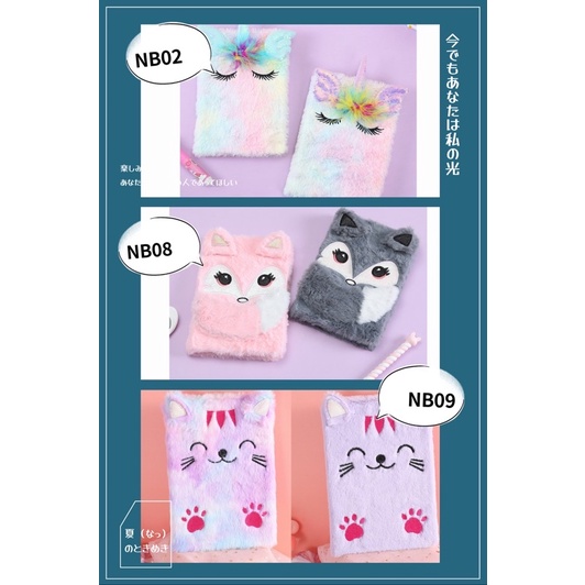 Notebook unicorn buku tulis agenda diary fur bulu sequin NB01 NB02 NB03 NB04 NB05