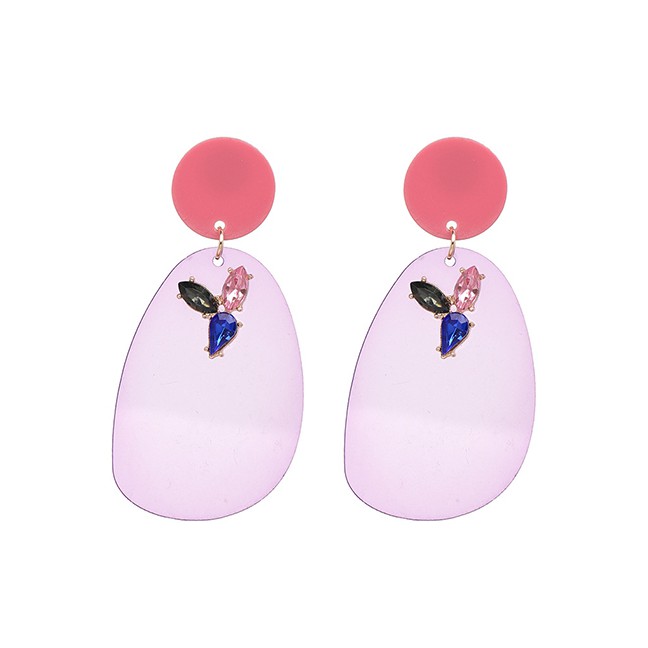 LRC Anting Tusuk Fashion Color Matching Decorated Earrings