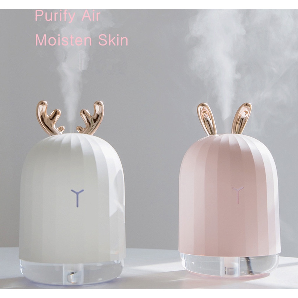 Air Humidifier Pelembab Udara model tanduk 220ml - pink/white