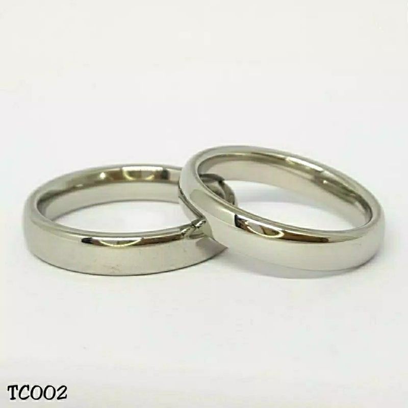 Fourfashion Cincin Couple Silver - Perhiasan Titanium Stainless Steel TC002