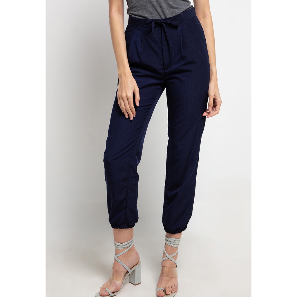 LLACES Clothing - Celana Panjang Wanita - Anti-Microbial Petite Formal Jogger Pants - Navy