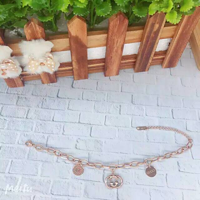 GG Gelang Tangan Aksen GU*CCI Titanium#GT