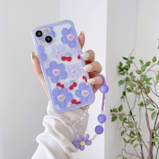 Jual Soft Case Motif Bunga Ungu Dengan Tali Pendek Untuk OPPO Reno 8 8z