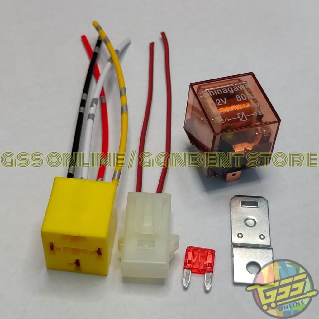 Paket lengkap Relay 4 kaki 12v 80a kaki 4 socket relay kaki 4 dan rumah sekring mini DX BONUS FUSE