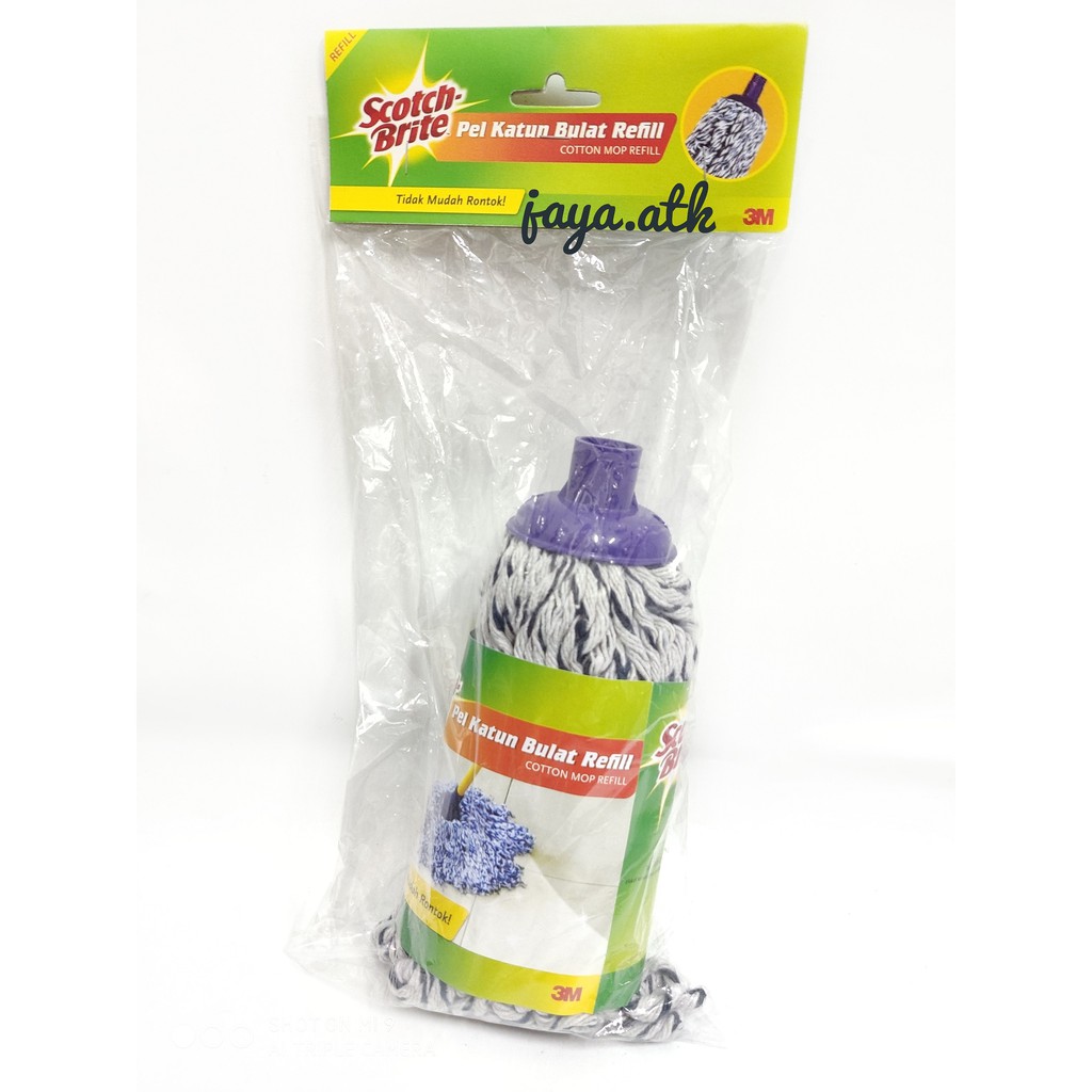 KAIN LAP PEL PEMBERSIH LANTAI KATUN BULAT REFILL ISI ULANG 3M SCOTCH BRITE ID-71 COTTON MOP REFILL