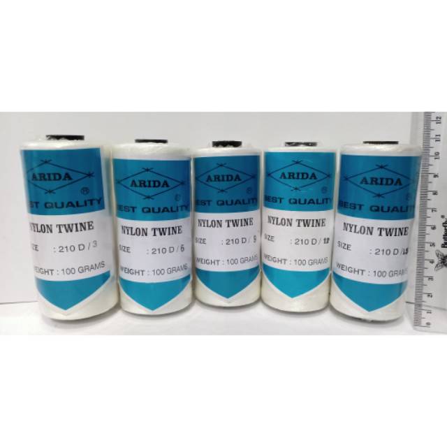 BENANG ARIDA NYLON TWINE SIZE 210D 100GRAM BENANG NILON MARLON BENANG JARING BENANG KUAT, BENANG LAY