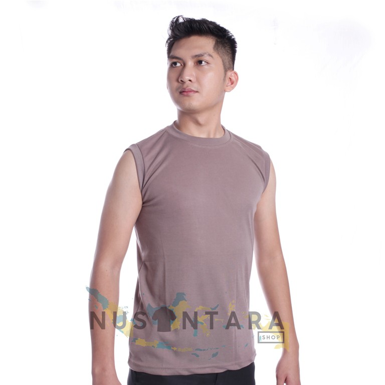 Satpam Kaos Singlet Security Kaos Lekmong Polisi Terbaru Polos Kerah Pendek Warna Coklat