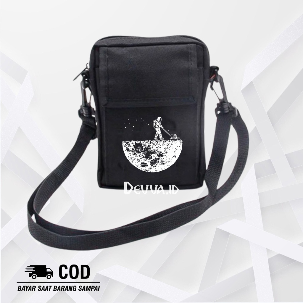 Tas Selempang Pria Wanita Kasual Moonlawn Tas Slempang Keren Sling Bag Bahu Unisex Bahan Kanvas | Devva.Id