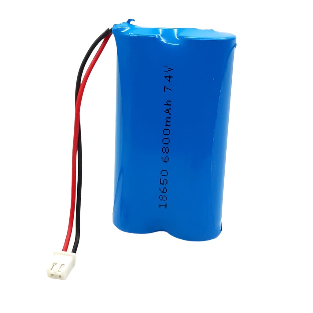 Baterai Mobil RC 2x Lithium 18650 7.4V - 6800mAh Bisa Untuk DVD Portable, Speaker BT Soket Putih