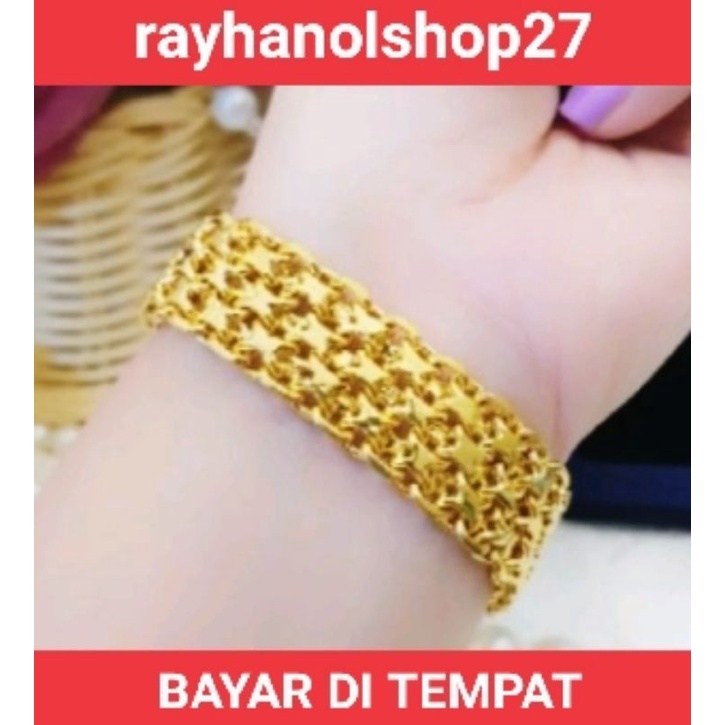 Promo,,,, Gelang Tangan rantai Ukir jumbo free cincin Janda/CINCANDE lapis emas 24k mewah anti karat