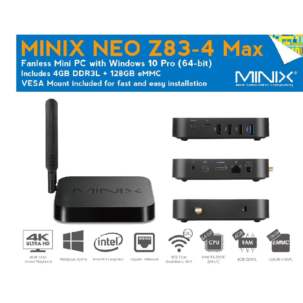 MINIX NEO Z83-4 MAX - Mini PC Win 10 - Intel Z8350 RAM 4GB eMMC 128GB - Mini PC Ekonomis dan Terbaru dari BEELINK