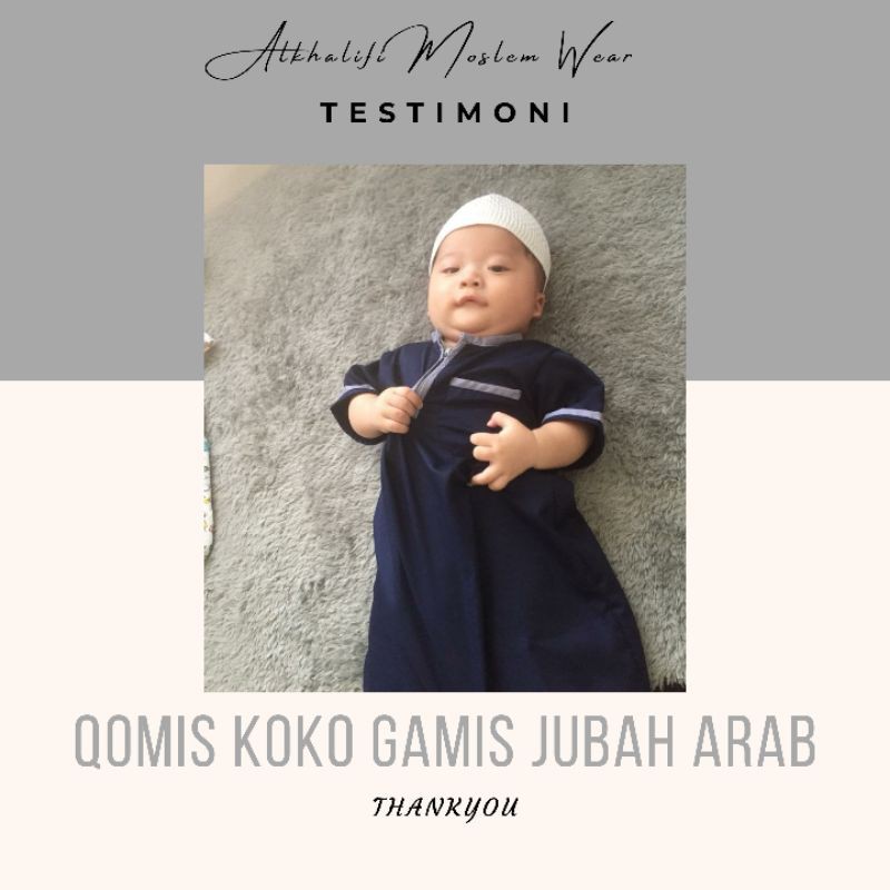 Terbaru - Qomis Koko Gamis Jubah Arab Lengan Pendek - Navy