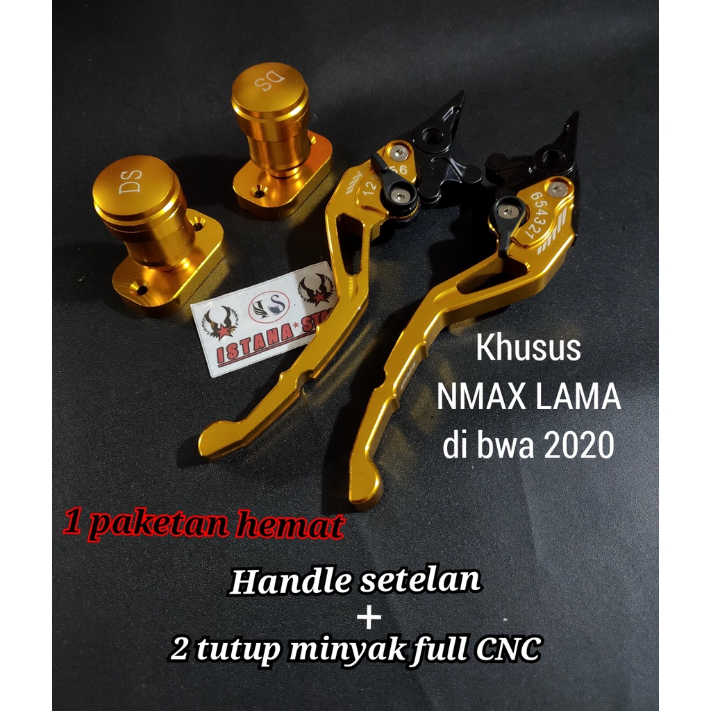 1 PAKET Handel Nmax Handle Tuas Rem Cakram Variasi CnC HANDLE + TUTUP MINYAK KANAN DAN KIRI NMAX OLD/NEW