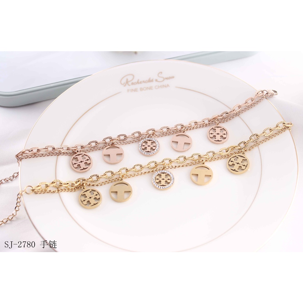 Gelang Titanium Permata Dobel Rantai Terbaru 2842.2780.2749