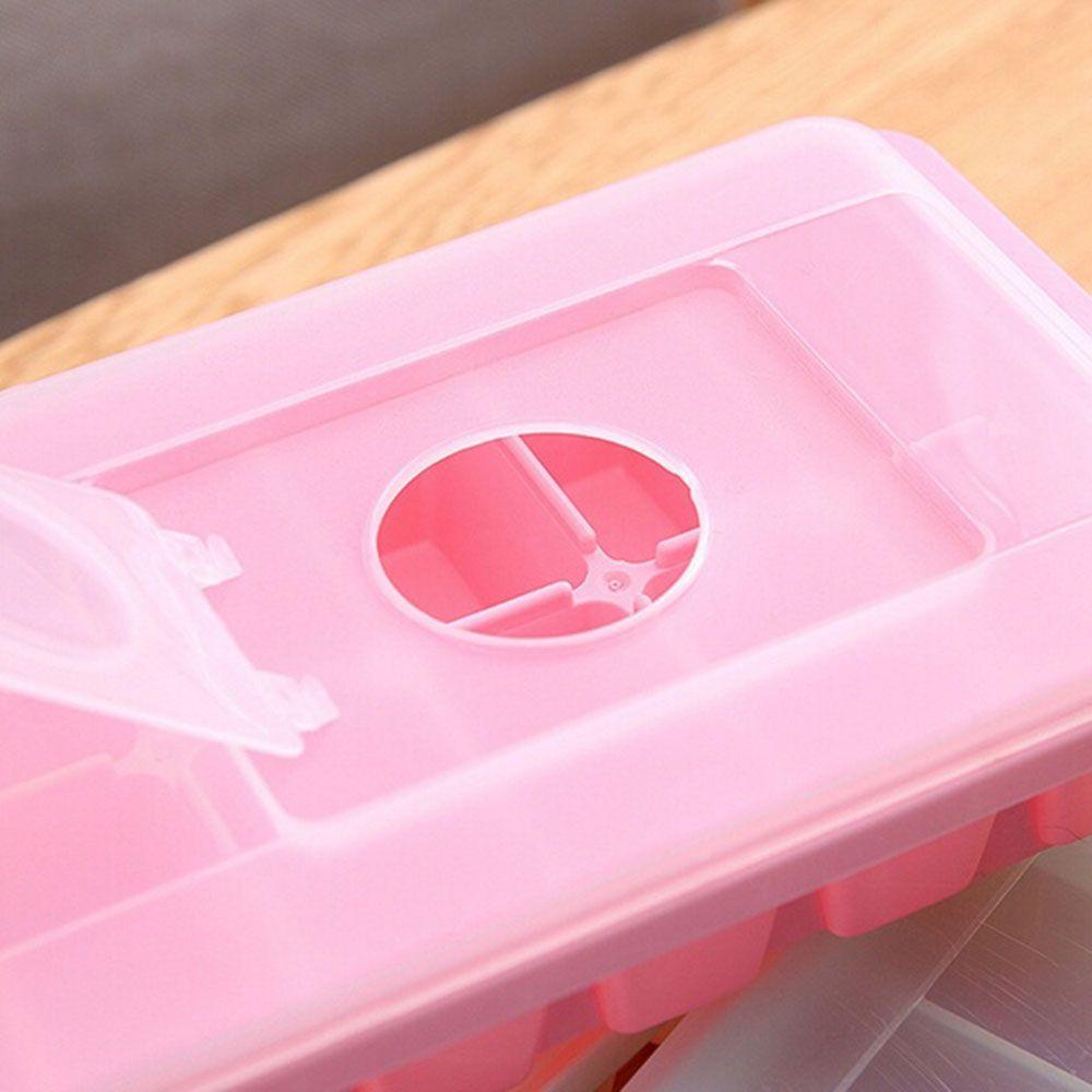 Ice Tray Tutup Plastik Maker Box Jelly Freezer Nanas 16rongga