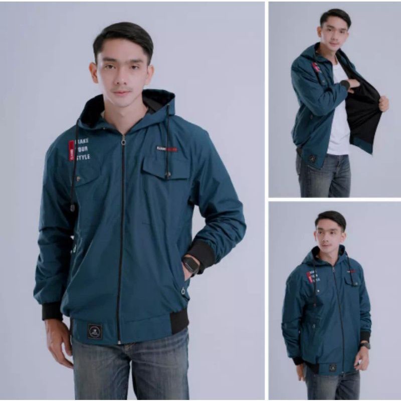 JAKET COWOK PARASUT PRIA WATERPROOF HOODIE ANTI AIR OUTDOOR PARASIT COMBINASI