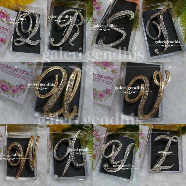 Bros Huruf / Bros Alfabet  / Bros Nama / Bros Unik / Bros Hijab / Bros Simple Cantik Inisial Pin-1