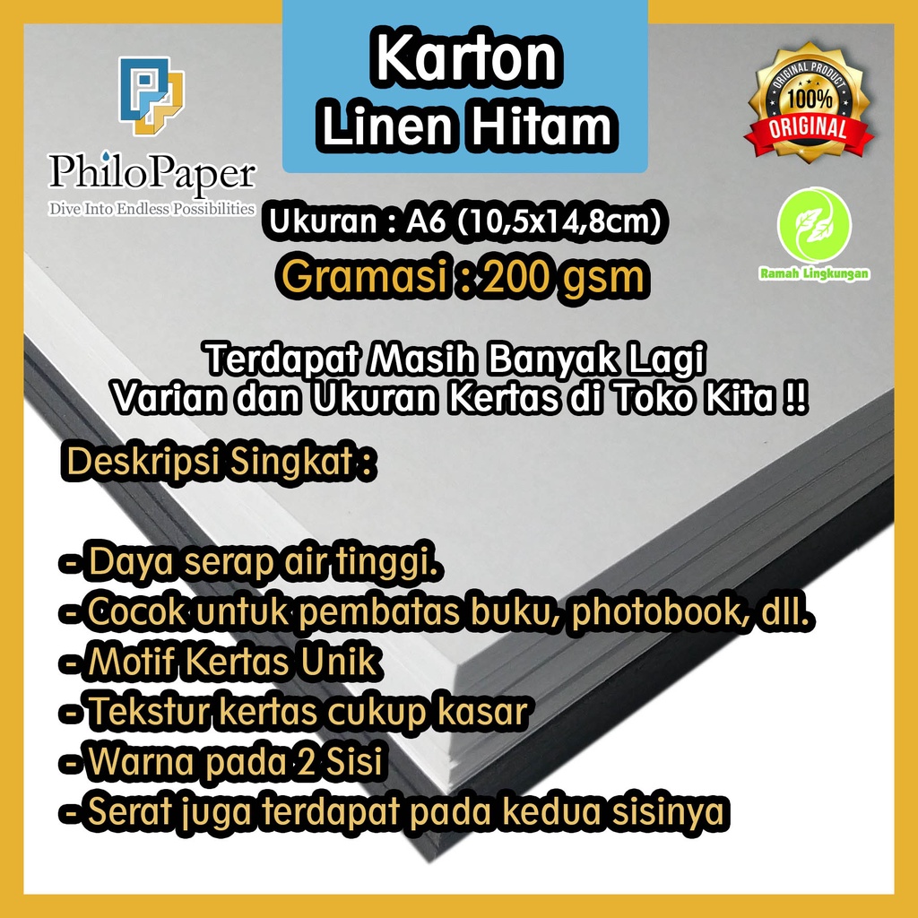 

Karton Linen Hitam 200 Gsm A6