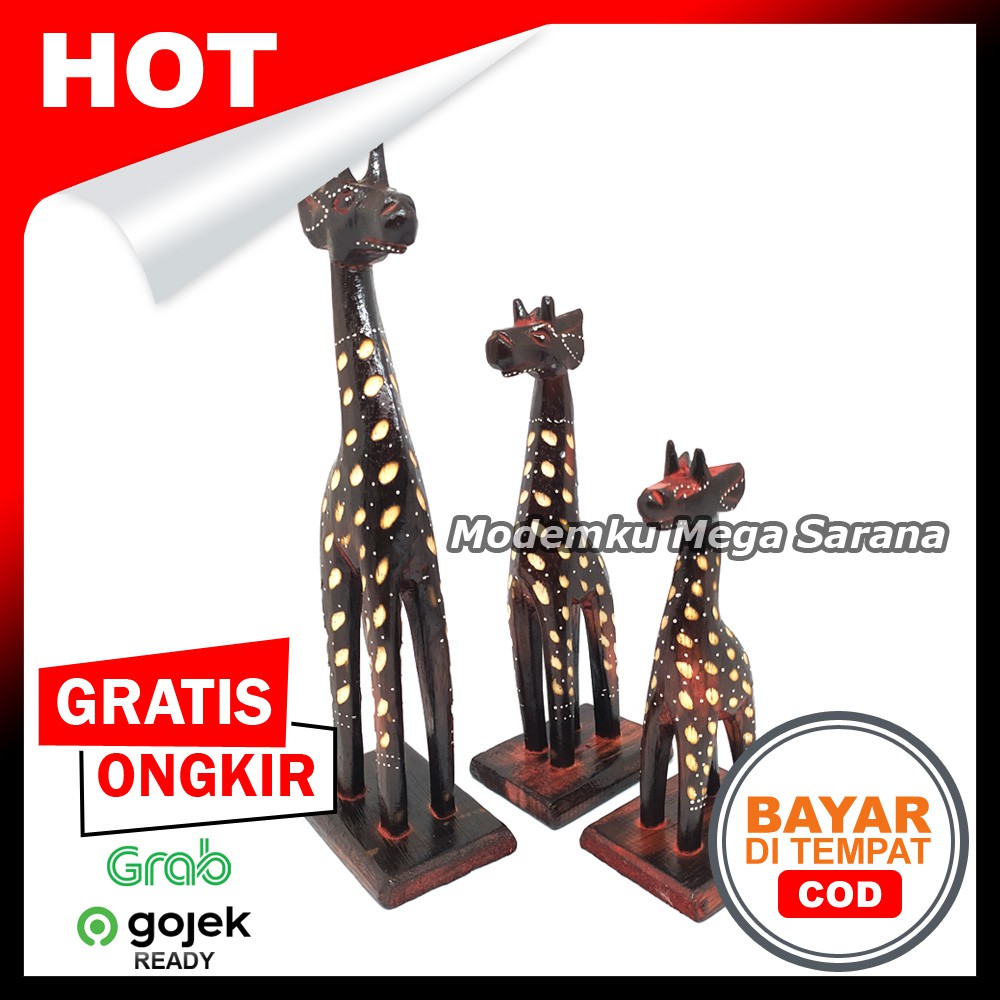 Pajangan Miniatur Jerapah Painting Khas Jogja - Isi 3pcs