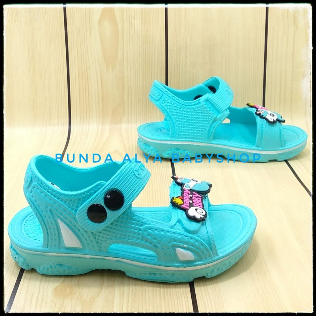 Sendal Anak Perempuan Usia 3 4 5 Tahun Motif Lucu BIRU Karet Elastis - Sepatu Sandal Anak Cewek Karet Unicorn Anti Licin Size 24 - 29