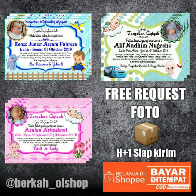 

[NEW] STIKER Ucapan Aqiqah Anak 50pcs Full Colour - Free Request Foto Anak