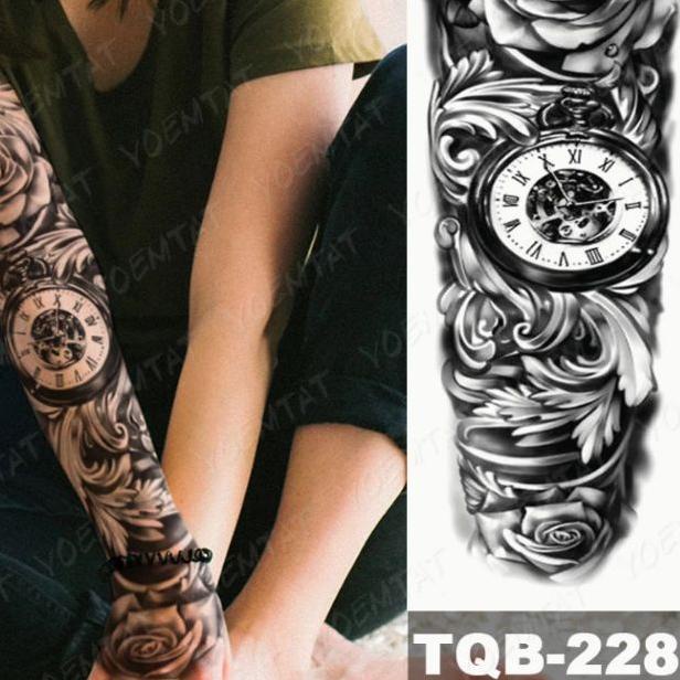 ➣ tatto temporary full tangan jam kompas Yakuza tahan lama waterproof ☆