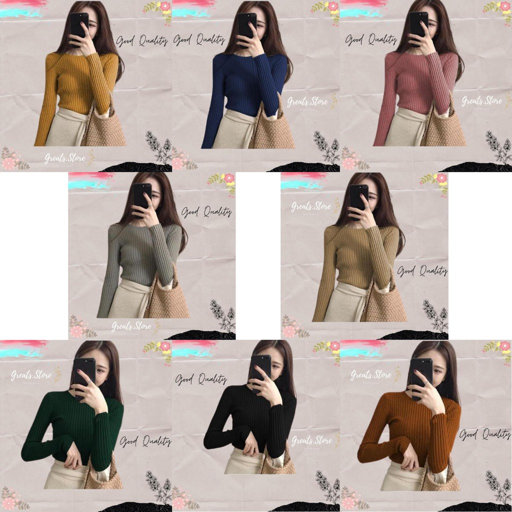 Baju Atasan Rajut Cewek Wanita Dewasa Kekinian Modern Aneka Warna