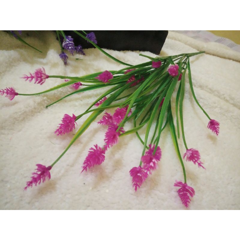 bunga kucai lavender plastik artificial / bahan bunga kain stoking murah.