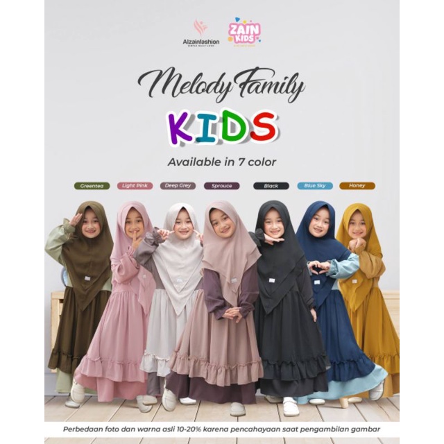 IFANI MELODY FAMILY SERIES BY ALZAINFASHION X ZAIN KIDS [TERBARU] GAMIS SYARI MOM AND KIDS / SET BAJ