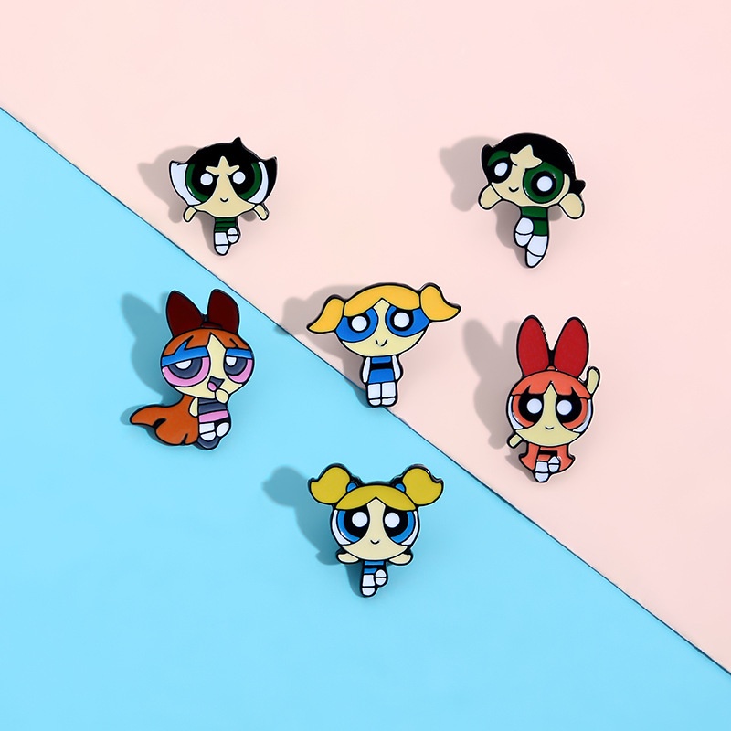 Bros Pin Desain Anime Powerpuff Girls Untuk Aksesoris Tas Ransel