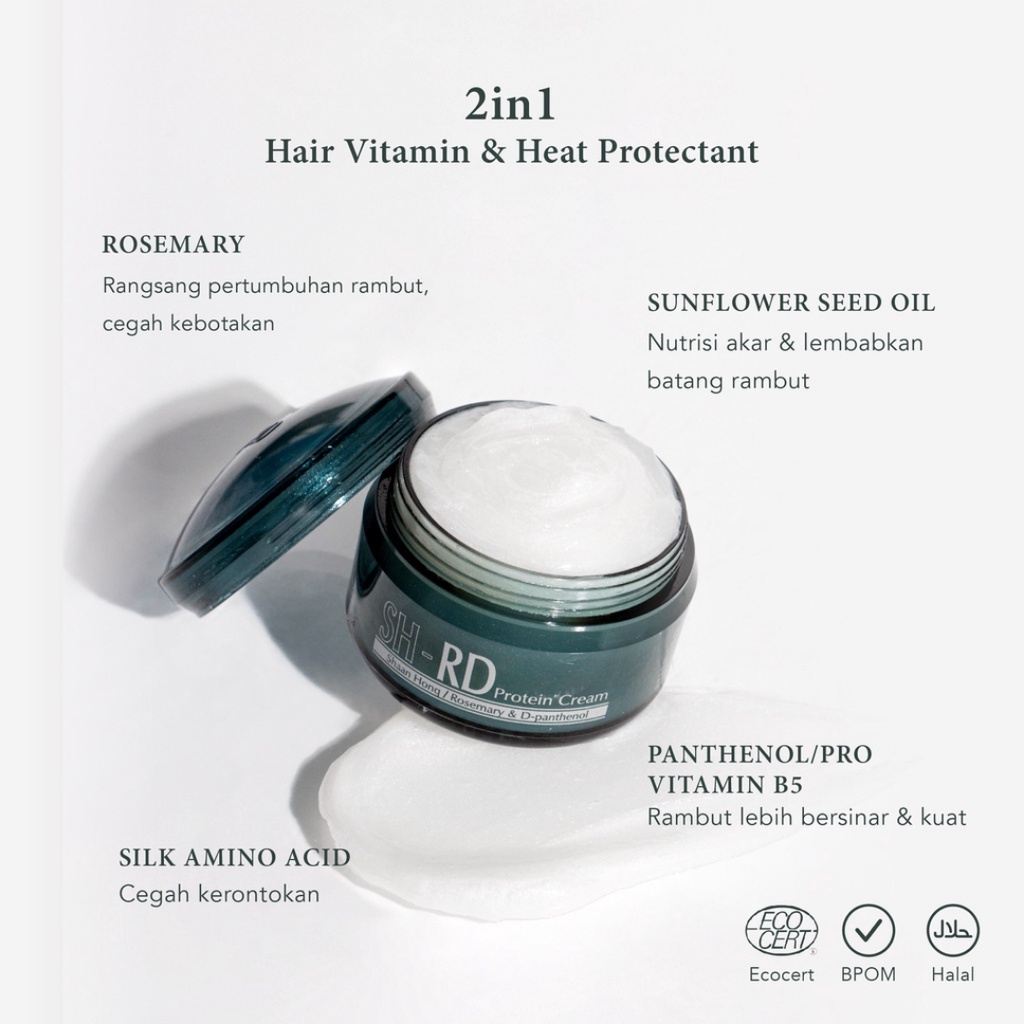 [ FREE ONGKIR ] SHRD Protein Cream, Hair Vitamin &amp; Heat Protector, Perawatan Rambut Kering Rontok