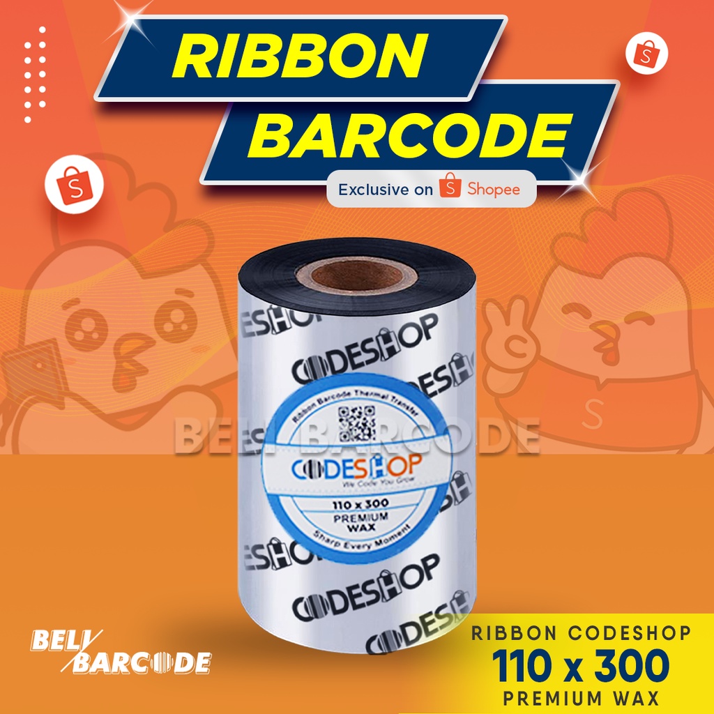 CODESHOP PREMIUM WAX 110 X 300 METER RIBBON BARCODE LABEL
