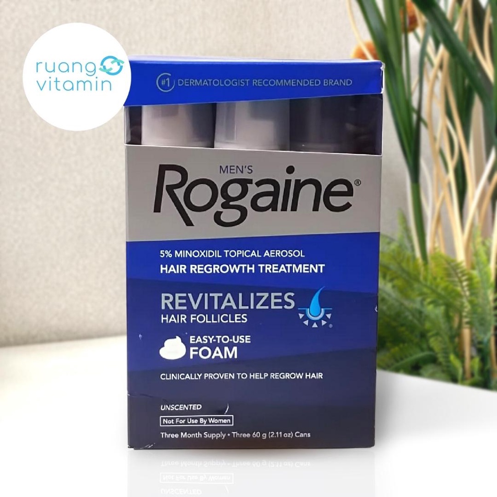 ROGAINE Men's Foam 5% Minoxidil Box (60 gr) (isi 3 botol)
