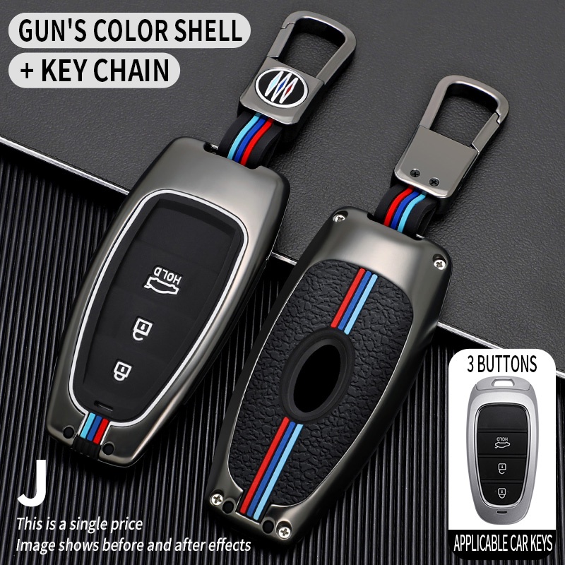 Casing Kunci Remote Mobil 5 7 Tombol Bahan Zinc Alloy Untuk Hyundai Sonata Nexo DN8 Santa Fe TM Tucson NX4 Staria Ioniq 2020-2021