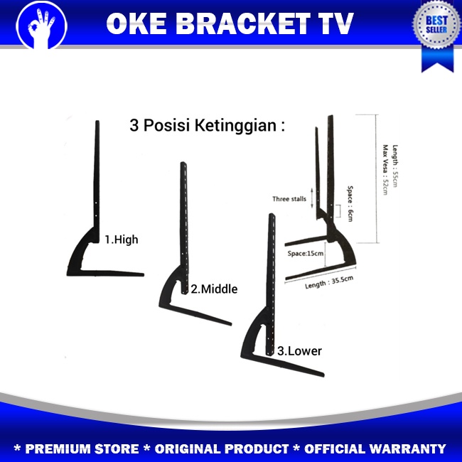 Stand Kaki TV LED LCD 22 24 29 32 39 40 42 43 inch Breket TV