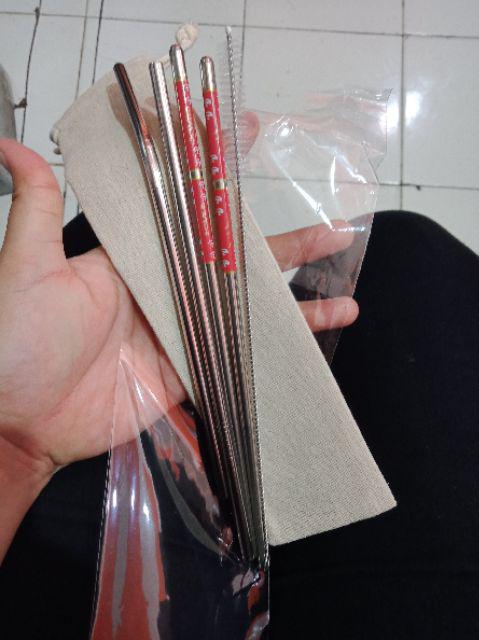 (free Sendok Garpu)noona Sedotan Sumpit Stainless Set