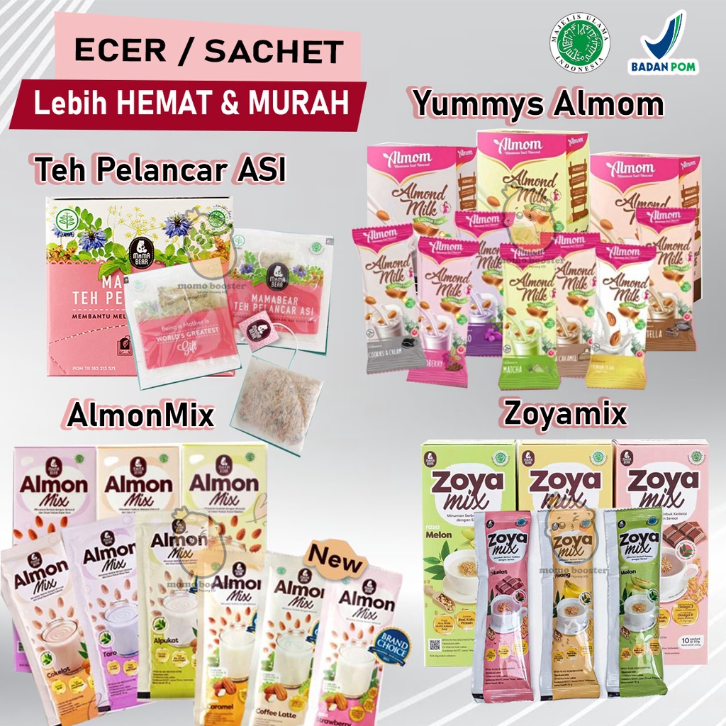 [ ECER / SACHET ] Mama Bear MamaBear All Series Almon | Zoya | Teh Pelancar ASI | Almom Yummys | Baby | Bayi BPOM Soyamix Susu Almond Pelancar  ASI Booster