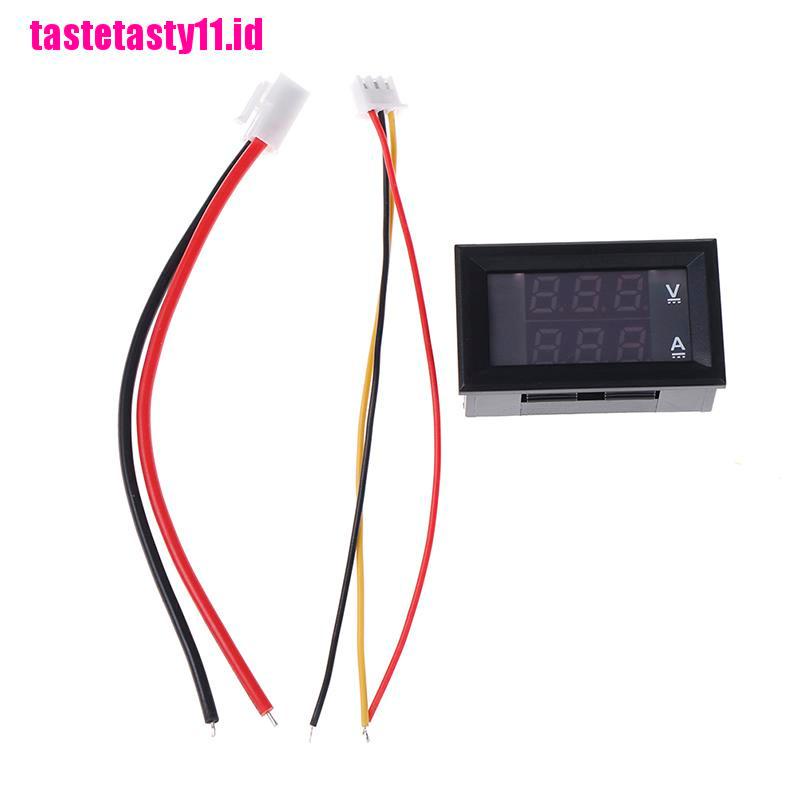 Voltmeter Ammeter 3 Bit DC 0-100V 10A Dengan LED Warna Merah Biru