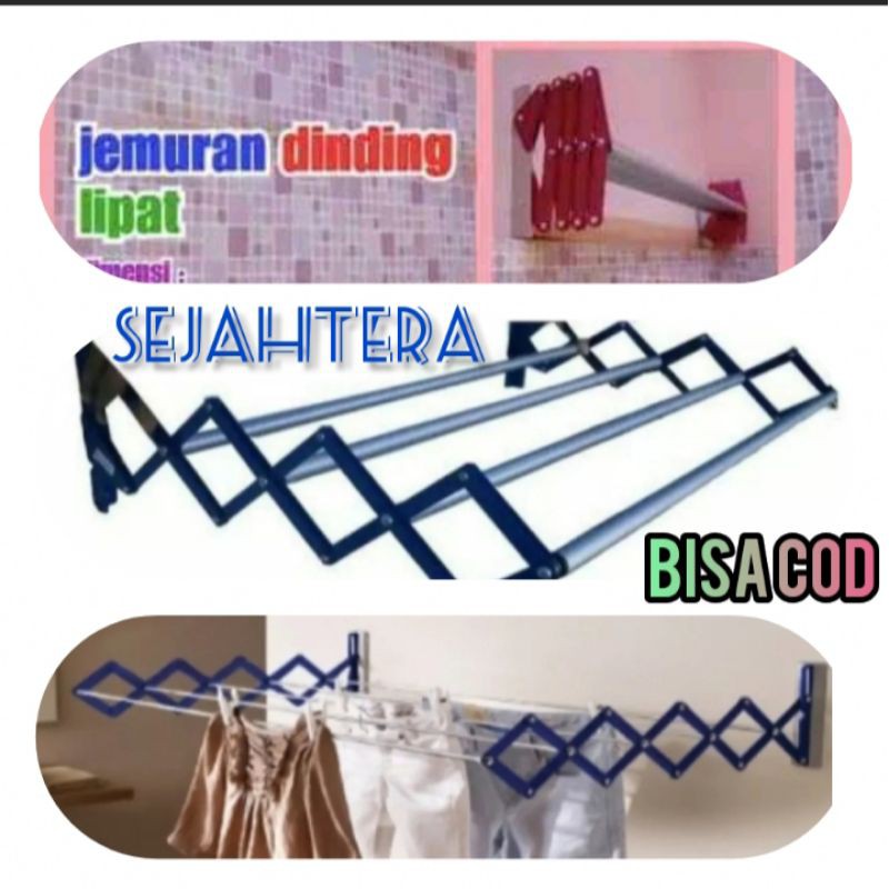 jemuran dinding tempel bisa di lipat gantungan hanger