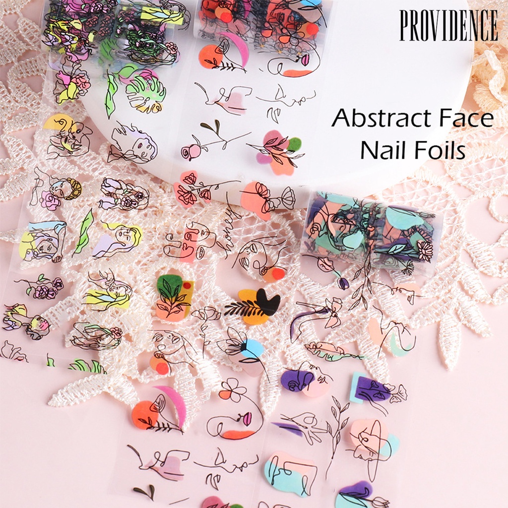 Providence 10Pcs Nail Decals Geometric Line Facial Design Easily Match-with Multiple Colors Nail Art Water Decal for Nail Salon