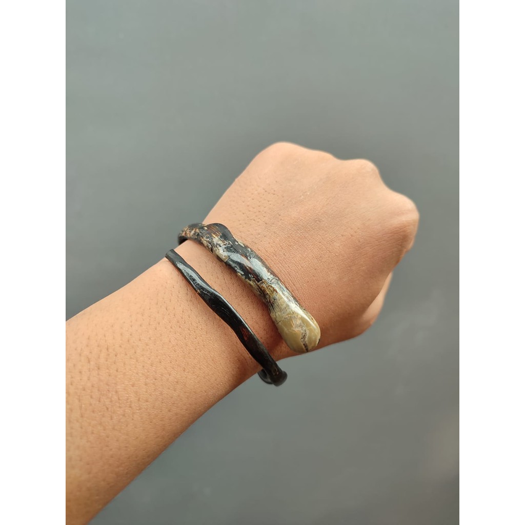 HK - Gelang Pria Akar Bahar Hitam Original Bonggol Size Kantoran