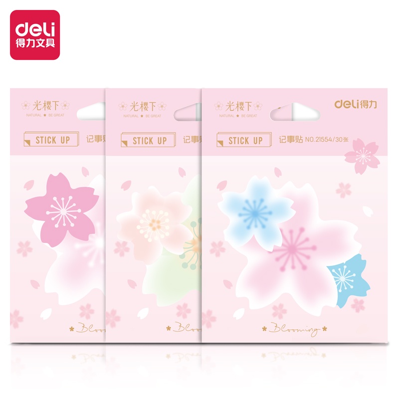 Deli Sticky Notes / Memo Pad Lucu Bunga Sakura 80 GSM 30 Lembar Anti Air 21554