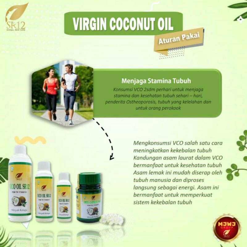 VCO MINYAK KELAPA MURNI SR12 / VICO VIRGIN COCONUT OIL 60ml / 100ml / 250ml / 60 Kapsul Official