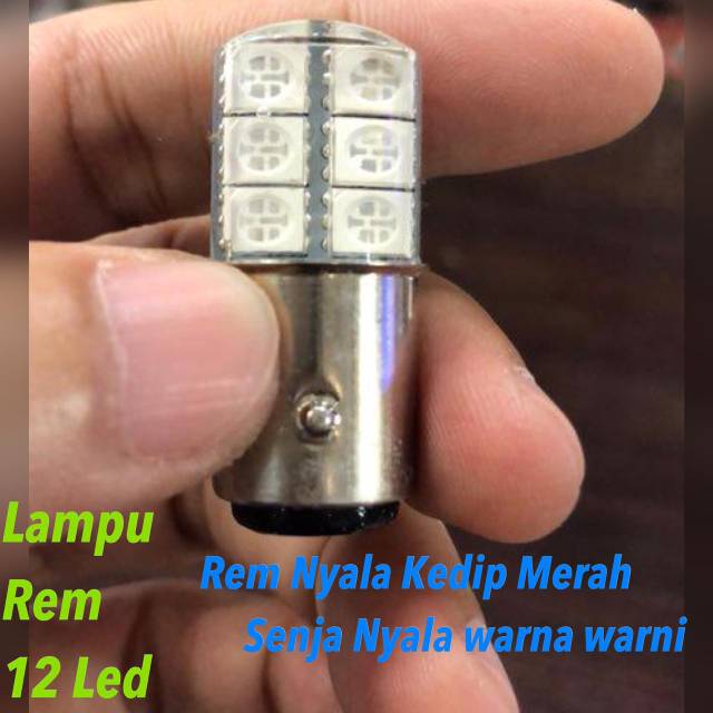 (INDO 168)Lampu Rem 12 Led Jelly Nyala Strobo Kedip Merah dan senja nyala kedip warna warni