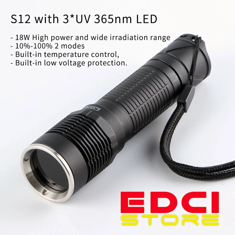 Senter Convoy S12 UV, Triple LED UVA 365nm, 6A Driver