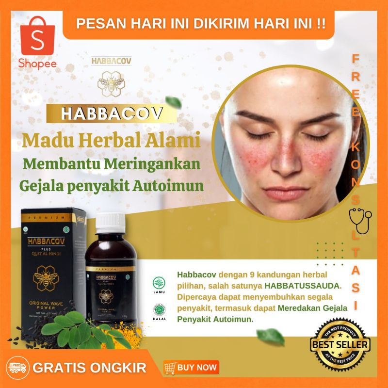 

Cureal Habbits Habbacov dengan HABBATUSSAUDA Premium Herbal Alami Membantu Meringankan Gejala Penyakit Autoimun