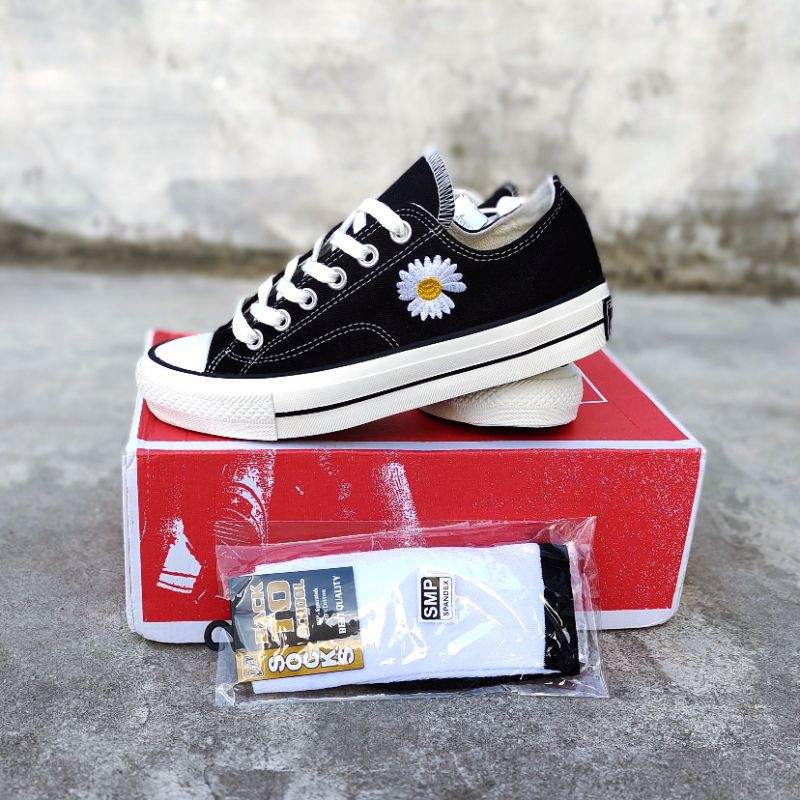 SEPATU CONVERSE 70S PEACE MINUS ONE LOW EGRET BLACK WHITE